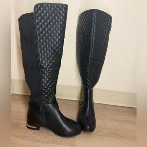 Shoe Dazzle Black Quilted Over the Knee Boots